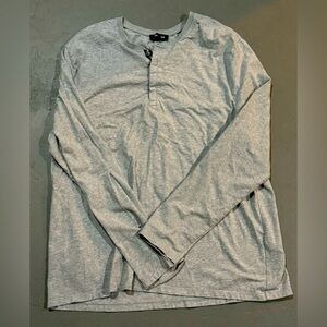 Express Mens - “Grey” LS Henley Shirt (Size: XL)